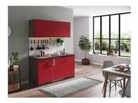 Küche Küchenzeile Singleküche Eiche York Rot Oliver 150 cm Respekta