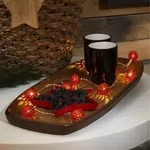 LED Dekolichterkette rote Metallkugeln - 10 warmwei&szlig;e LED - D: 2,5cm - L: 0,9m -