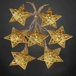 Lichterkette LED Sterne gold Motiv Metall Weihnachten Deko Beleuchtung Batterie -
