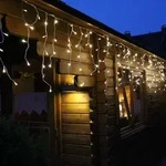 LED Eisregen-Lichterkette 168 warmwei&szlig;e LEDs, 4,20m, Au&szlig;en + Innen - Wei&szlig;
