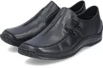 Rieker Damen Echtleder Slipper schwarz, Damen:36 EU - Schwarz - 36