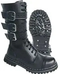 Brandit Boot Herren Phantom 3-Buckle schwarz Festival, Gothic Leder EU39 - Schwarz -