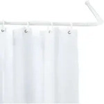 WENKO Winkelstange Duschvorhangstange Universal wei&szlig; Winkel Vorhang Dusche Bad -