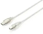 Equip USB 2.0 A to B Kabel, 1.0m , M/M, Transparent silver, 1 m, USB A, USB B, USB