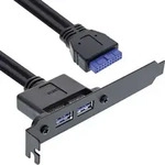 InLine Slotblech USB 3.0, 2x USB Buchse auf intern Mainboardanschluss 0,5m, Buchse,