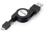 Equip USB 2.0 A to Micro-B ausziehbares Kabel, 1.0m , Schwarz, 1 m, USB A, Micro-USB