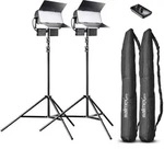 Walimex pro LED Sirius 160 Daylight Fl&auml;chenleuchte 2er Set mit 2x Lampenstativ...