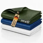 NOOR Abdeckplane SUPER - 200g/m2 - 10x12 m - Gr&uuml;n - Gewebeplane mit &Ouml;sen -
