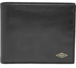 FOSSIL Leder Geldb&ouml;rse Ryan Large Coin Pocket Bifold Black schwarz - Schwarz