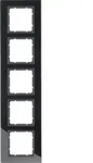 Berker Glasrahmen 5fach B.7 schwarz, Anthrazit, Schwarz, Glas, Schraubenlos, Berker,