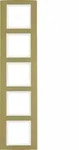 Berker Rahmen 5fach B.3 Alu, gold/polarwei&szlig;, Gold, Aluminium, Schraubenlos, Berker,