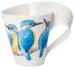 Villeroy & Boch New Wave Caffe Becher mit Henkel Eisvogel - Wei&szlig;/Blau