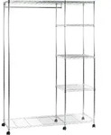 HAKU Rollgarderobe chrom - Metall, B/H/T: 123x181x45 cm - Silber