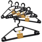 Kunststoff Kleiderb&uuml;gel mit Hosenstange - schwarz / 50er Pack - B&uuml;gel f&uuml;r...