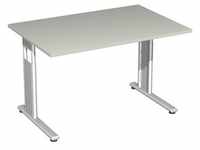Geramöbel Schreibtisch höhenverstellbar, 1200x800x680-820, Lichtgrau/Silber,