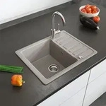 Sp&uuml;lbecken Bergstr&ouml;m Beige 57.5 x 46 cm mit Trockenplatz, Model 12554 - Beige