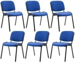 CLP 6er Set Besucherstuhl Ken Stoff stapelbar und mit robustem Metallgestell blau -