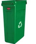 Rubbermaid Slim Jim Bel&uuml;fteter Abfalleimer mit Luftschlitzen 87L gr&uuml;n - Gr&uuml;n
