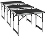tectake&reg; 3er Set Tapeziertisch klappbar 300 x 60 x 73 - 94 cm - Schwarz