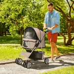 PawHut Hundewagen Hundebuggy Pet Stroller Hunde Buggy mit 4 Rolle in 4 Farben - Braun