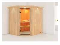 Karibu Sauna Lilja (Eckeinstieg), Ganzglastür, bronziert, ohne Zubehör