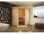 Karibu Sauna Innensauna Larin Eckeinstieg ohne Zubeh&ouml;r 165x165x202 cm mit Dachkranz