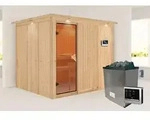 Karibu Sauna Innensauna Gobin Fronteinstieg Ofen 9 KW externe Strg easy 245x210x202
