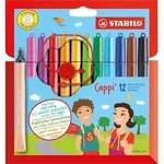 Filzstift mit Kappenring - STABILO Cappi - 12er Pack - mit 12 verschiedenen Farben -