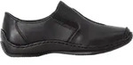 Rieker Damen Echtleder Slipper schwarz, Damen:42 EU - Schwarz - 42