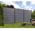 TraumGarten Grau XL Sichtschutzzaun WPC Zaunfeld Set, Anthrazit Profile, Aluminium