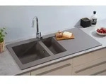 respekta Mineralite Einbausp&uuml;le 1,5 Becken Denver 100 x 50 cm 100 x 50 cm - Grau