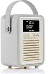 VQ - Radios - Kuechenradios - Hellgraues Retro Mini DAB/DAB+ Digital und FM-Radio mit