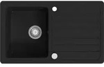 vidaXL Granitsp&uuml;le mit Abtropffl&auml;che Reversibel Schwarz - Schwarz