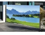Seitenmarkise ausziehbar rechts, 160 cm hoch, Seitenrollo mit Fotodruck Berge - Bunt