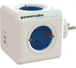 PowerCube Original 4 Steckdosen, 2 USB, Blau - Wei&szlig;
