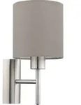 EGLO Wandlampe Pasteri, 1 flammige Textil Wandleuchte, Flurlampe aus Metall in...