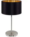 EGLO Tischlampe Maserlo, Textil Tischleuchte, Nachttischlampe aus Stahl und...