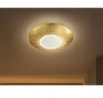 Retro LED Deckenleuchte / Deckenschale rund &Oslash; 32cm Goldfarben - Wohnzimmerlampen -