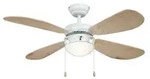 Deckenventilator Classic 105 cm Wei&szlig; / Kiefer mit Beleuchtung und Zugketten -...