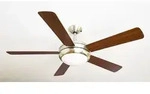 Deckenventilator Ursa Nickel geb&uuml;rstet Fl&uuml;gel Silber / Nussbaum mit Beleuchtung und