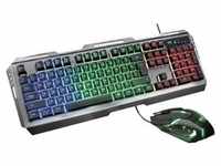 Trust Gaming GXT 845 Tural QWERTZ Gaming Tastatur mit Maus Set, LED-Beleuchtung,