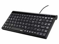 Hama Slimline Mini-Keyboard SL720 Schwarz verkabelt QWERTZ Tastatur kompakt USB