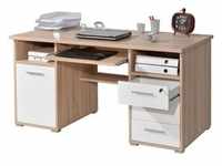 Computertisch "0484" ; Farbe: Sonoma-Eichen-Nachbildung / Weiß ; Maße: B 145 cm x T