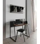 Temahome Volga Schreibtisch 88 x90x60 schwarz/Nussbaumfurnier/mit Metallgestell