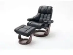 CALGARY XXL Relaxer 180 mit Hocker, Farbe:Schwarz/Walnussfarben - Schwarz