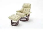 CALGARY XXL Relaxer 180 mit Hocker, Farbe:Creme/Walnussfarben - Beige