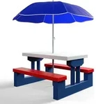 SPIELWERK&reg; Kindersitzgruppe Sonnenschirm UV Schutz Stecksystem Waschbar ABS