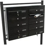 Wiltec 10er Briefkastenanlage schwarz 945 x 270 x 1500 mm, Standbriefkasten mit 2x5