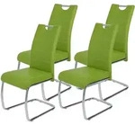 Hela Tische, 4er Set Esszimmerstuhl Freischwinger Flora - Bezug Kunstleder Gr&uuml;n -