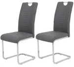 Hela Tische, 2er Set Freischwinger Stuhl Ruby - Kunstleder Grau mit Steppung -
